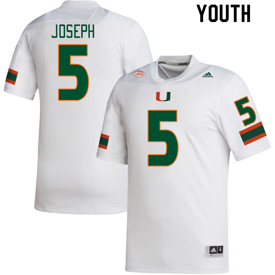 Youth #5 Ray Ray Joseph Miami Hurricanes College Football Jerseys Stitched Sale-White